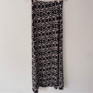 Womens Y2K Maxi Slip Skirt Size Large Geometric Tribal Long Vintage Pull‎ On